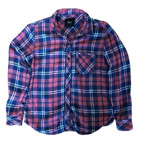 Rails Hunter Plaid Button Up Shirt Rust Indigo White Metallic XS - Picture 1 of 8